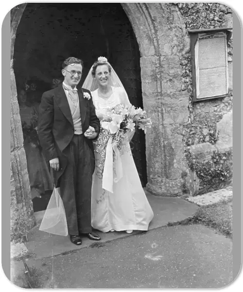 The wedding of Mr Martin O Sheffield and Miss Jean Wall. The bride and bridegroom