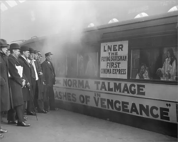 Cinema coach on Flying Scotsman at Kings Cross before its first journey