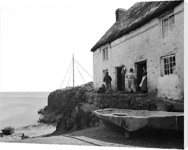A cottage by the sea in Cadgwith harbour, Cornwall. 1894