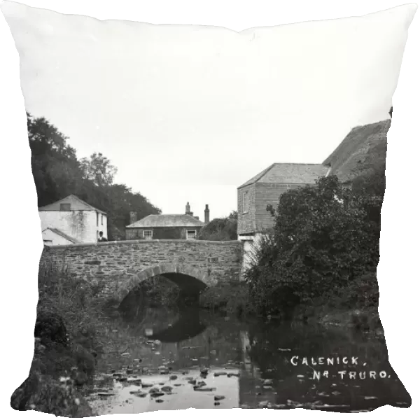 Calenick Bridge and river, Cornwall. Early 1900s