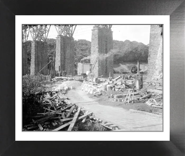 Framed Print : Print of Old Carnon Valley viaduct replacement stages, Perranwell, Cornwall Framed Print : Print of Old Carnon Valley viaduct replacement stages, Perranwell, Cornwall