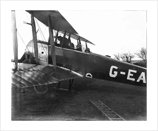 Grounded biplane, Cornwall. 1924
