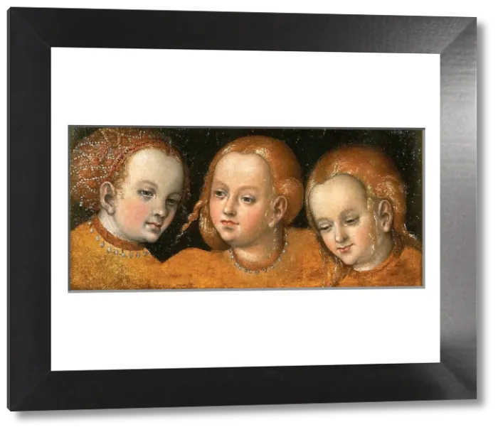 Framed Print : Study of Three Girls Heads, a print on panel