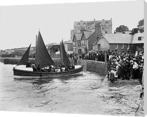 RNLI lifeboat Arab I at the quay, Padstow, Cornwall. 1883-1900