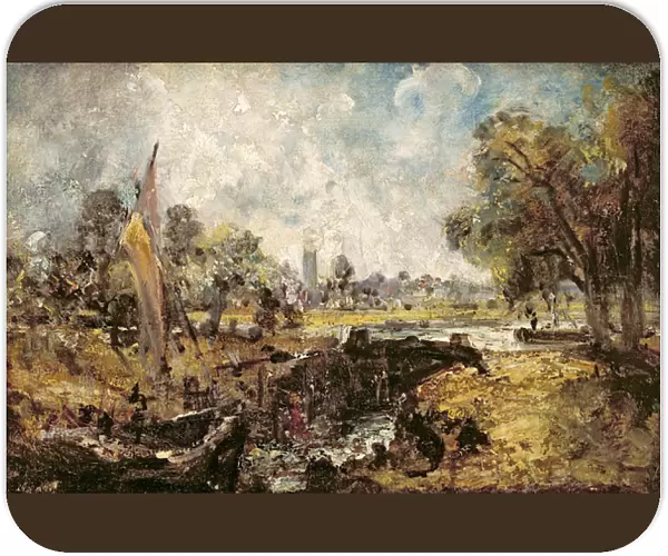 Dedham Lock, c. 1820 (oil on canvas laid down on panel)