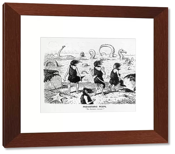 Prehistoric Peeps, No Bathing Today, 1884 (pen and ink) (b  /  w photo)
