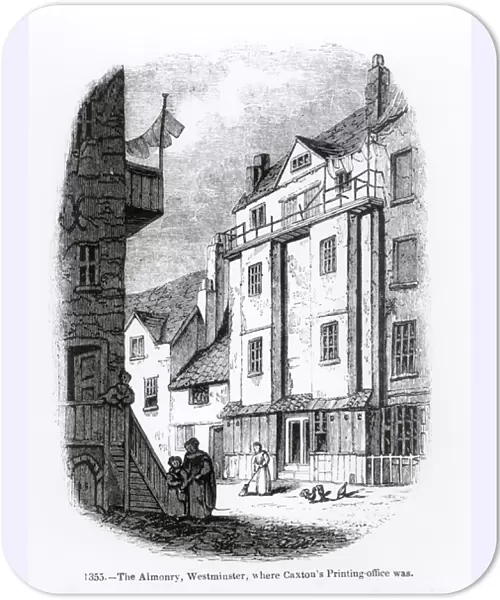 Caxtons Printing Office, The Almonry, Westminster (engraving) (b  /  w photo)