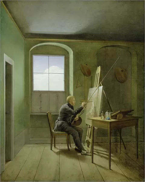 Caspar David Friedrich (1774-1840) in his studio, 1811 (oil on canvas)