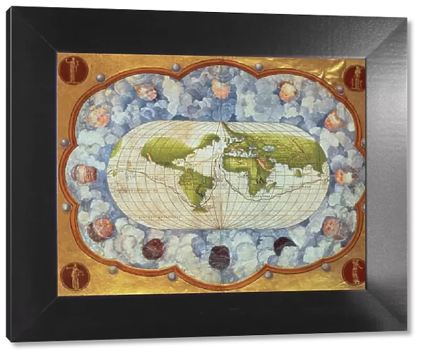 Map tracing Magellans world voyage, once owned by Charles V, 1545 (vellum)