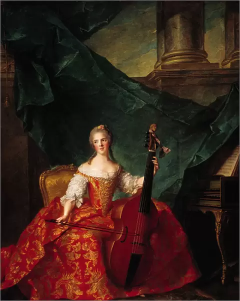 Madame Henriette de France (1727-52) in Court Costume Playing a Bass Viol, 1754