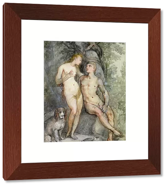 Adam and Eve (pencil and coloured pencil on paper)