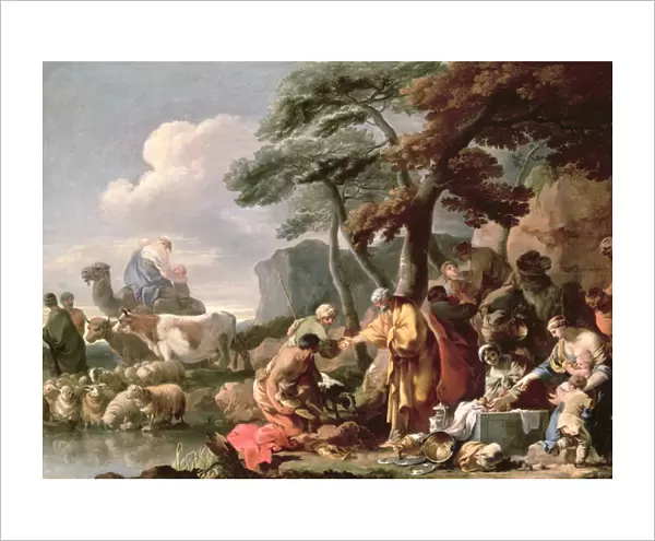 Jacob burying the false gods under the oak by Shechem (oil on canvas)