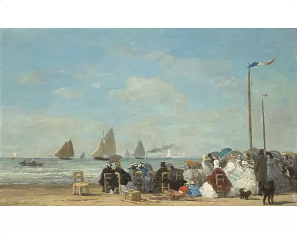 Beach Scene at Trouville, 1863 (oil on wood)