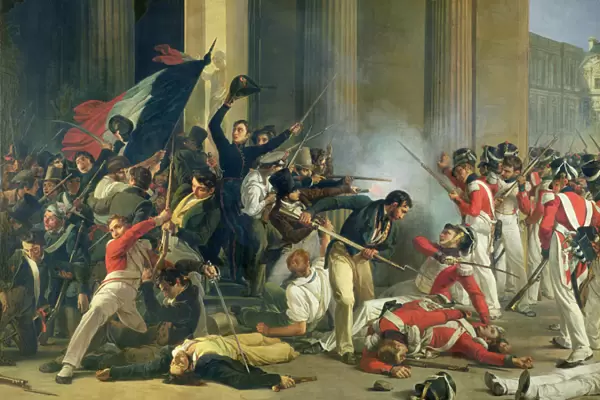 Scene of the 1830 Revolution at the Louvre (oil on canvas)