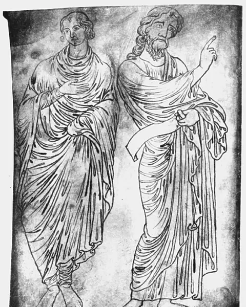 Facsimile copy of Ms Fr 19093 fol. 28 Figures of two apostles or prophets (pen & ink on paper)