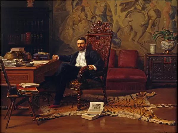 Louis Signorino seated in his study (oil on canvas)