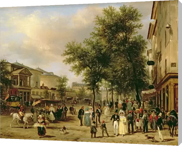 View of Boulevard Montmartre, Paris, 1830 (oil on canvas)