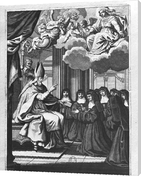 St. Francois de Salles (1567-1622) Giving the Rule of the Visitation to St. Jeanne de Chantal