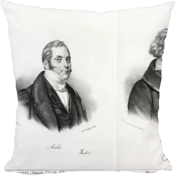 Esprit Auber (1782-1871) and Ludwig van Beethoven (1770-1827) (litho) (b  /  w photo)