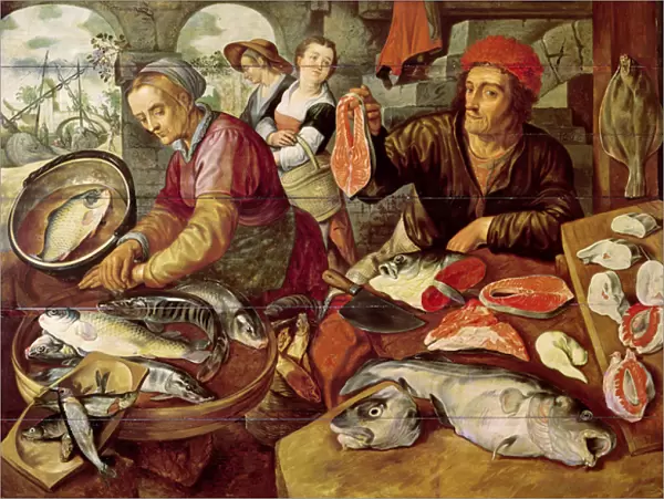 The Fish Market (oil on panel)
