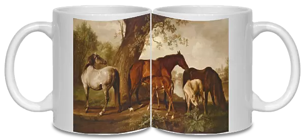 Mare and Foals (oil on canvas)