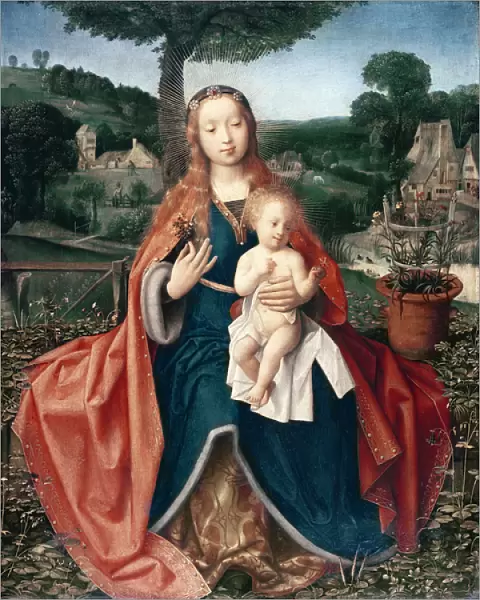 The Virgin and Child in a Landscape (oil on oak)