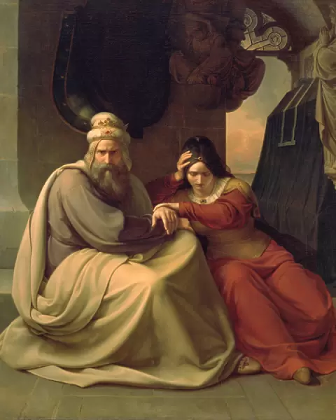Royal couple mourning for their dead daughter, 1830 (oil on canvas)