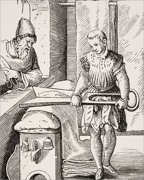 Clothworker, reproduction of 16th century woodcut, 19th century