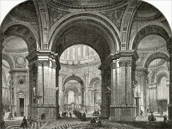 Interior of the Nave of St. Pauls Cathedral, looking east, as it would have