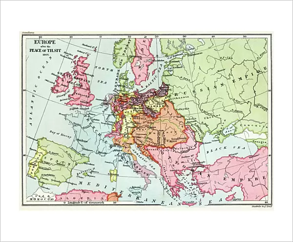 Map of Europe after the Peace of Tilsit in 1807, from A Short History of the