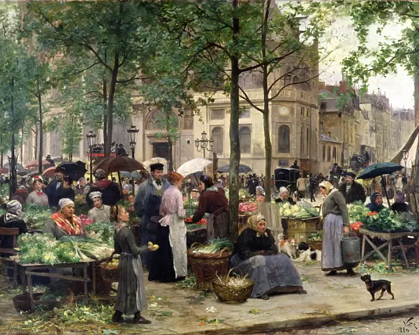 The Square in front of Les Halles, 1880 (oil on canvas)
