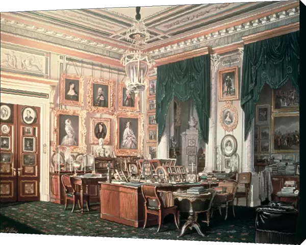 The Study of Alexander III (1845-94) at Gatchina Palace, c. 1881 (w  /  c on paper)