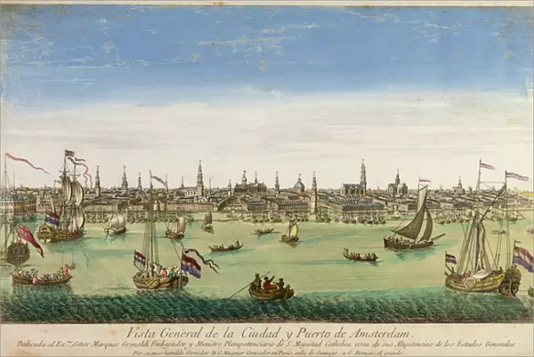 A General View of the Port and Town of Amsterdam, engraving by D
