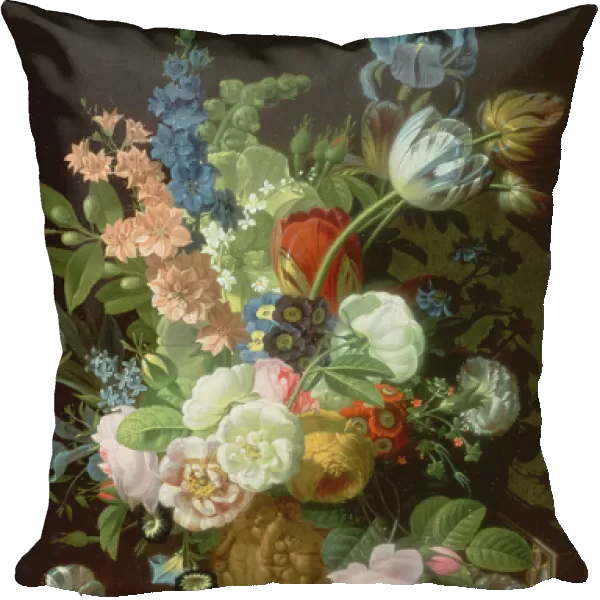 A Still Life of Roses, Tulips, Carnations, Stocks and Other Flowers in a Decorative Urn