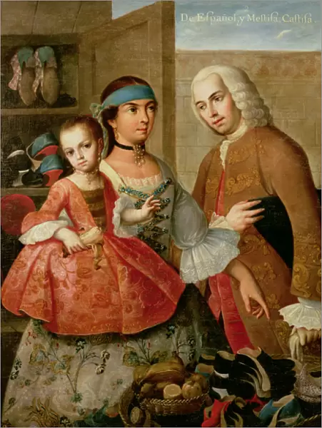 A Spaniard and his Mexican Indian Wife and their Child, from a series on mixed race