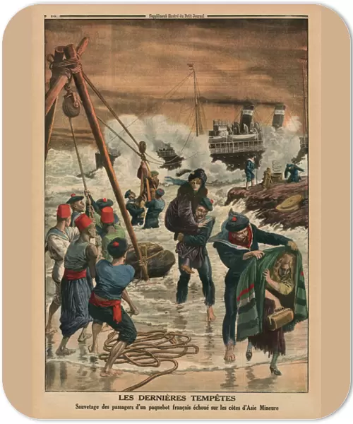 The last sea storms, rescuing the passengers of a French liner lying on the coast of Asia Minor