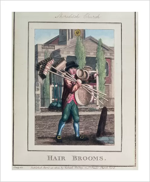 Hair Brooms, Shoreditch Church, from Cries of London, pub. by Richard Phillips