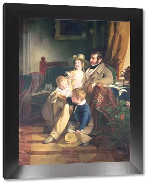 Rudolf von Arthaber (1795-1867) with his Children Rudolf, Emilie and Gustav Looking