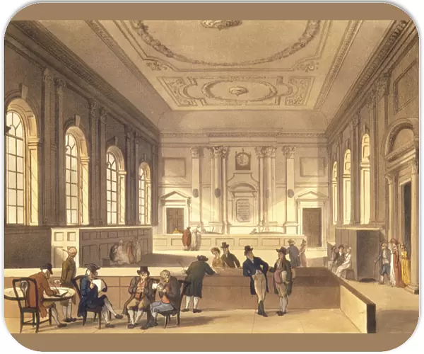 Dividend Hall at South Sea House, pub. by R. Ackermann, 1810 (aquatint)