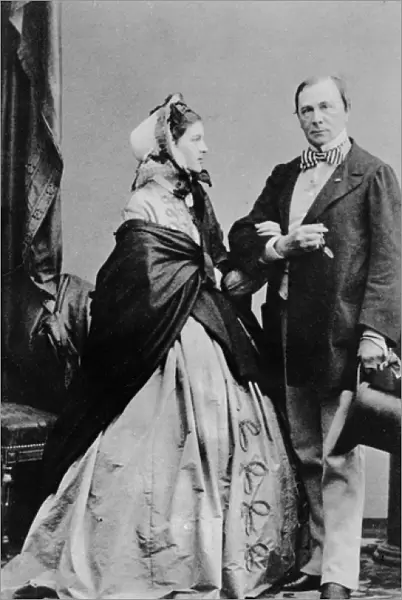 Emile de Girardin and his wife Delphine Gay, c. 1850 (b  /  w photo)