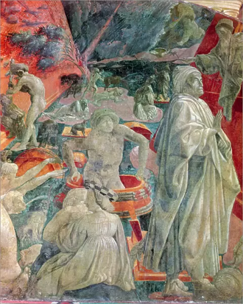 The Great Flood and the Retreat of the Water (detail of the man in a barrel and Noah)