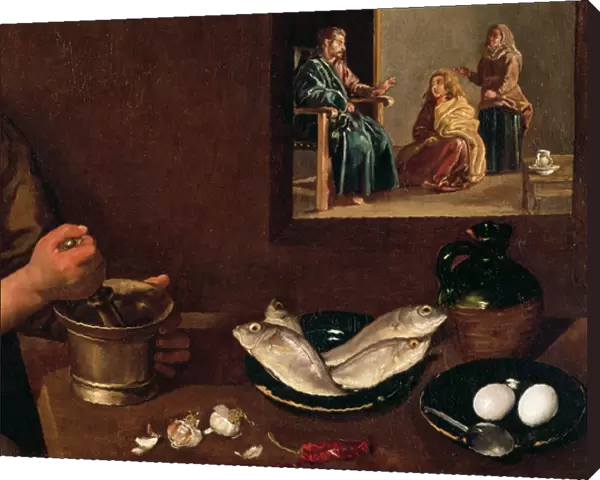 Kitchen Scene with Christ in the House of Martha and Mary (detail of Food on the Table with Christ