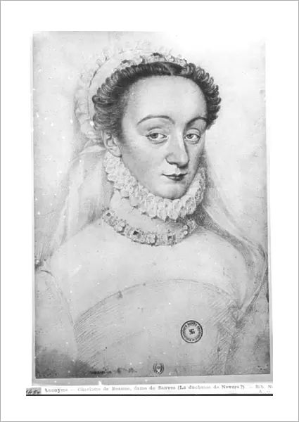 Portrait of Charlotte de Beaune (1551-1617) Dame de Sauves, 16th-17th century (pencil on paper)