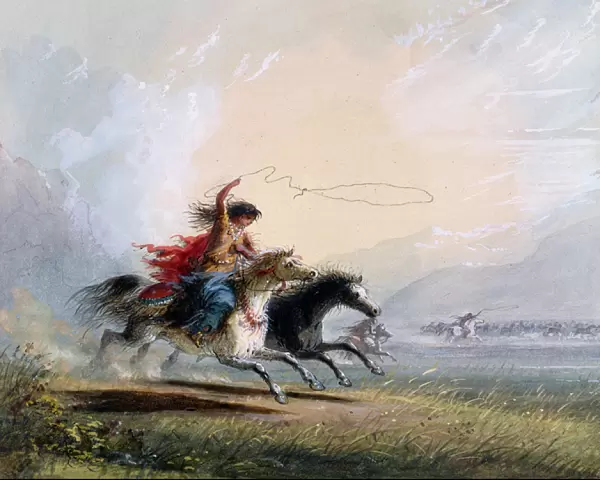 Shoshone woman catching a horse, 1837 (w  /  c on paper)