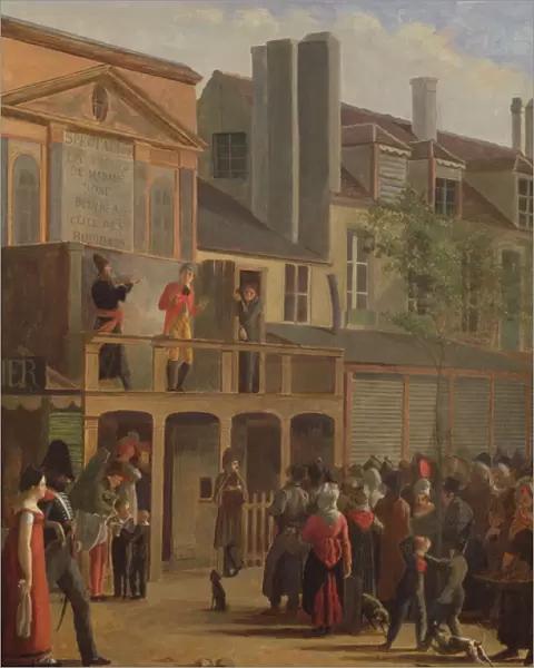 Street theatre performance of Bobeche and Galimafre, c. 1820 (oil on canvas)