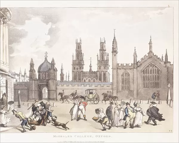 Magdalen College, Oxford, 1809-1811 (hand-coloured aquatint)