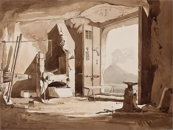 Interior of a forge, with additions by Prince Alfonso Maria di Borbone (1841-1934)