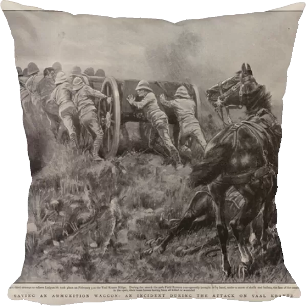 Saving an Ammunition Waggon, an Incident during the Attack on Vaal Krantz (litho)