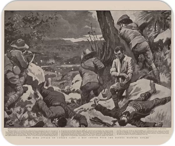 The Boer Attack on Caesars Camp, a Hot Corner with the Border Mounted Rifles (litho)