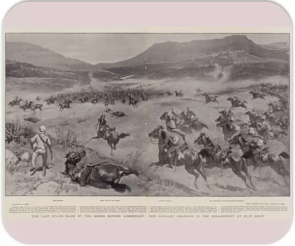 The Last Stand made by the Boers before Kimberley, our Cavalry charging in the Engagement at Klip Drift (litho)